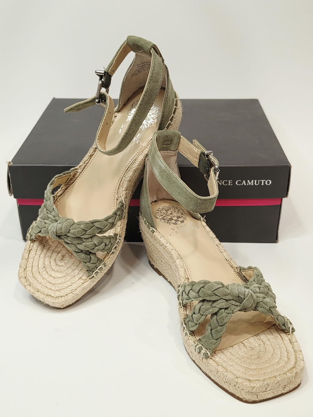 Vince Camuto Jadeya Olive Braided Espadrille Wedge Sandals
